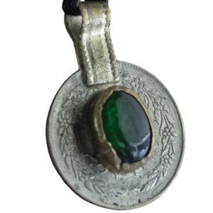 Vintage Berber Silver & Enamel Coin Pendant